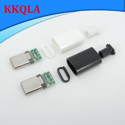 QKKQLA TYPE C USB 3.1 24 Pin Male Plug Welding Connector Adapter with Housing Type-C Charging Plugs Data Cable Accessories Repair