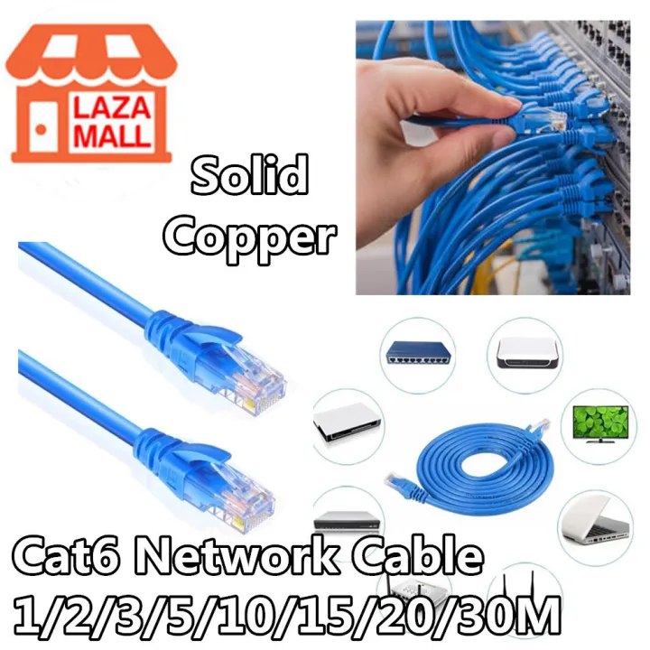 Cat6 Network Cable 1/2/3/5/10/15/20/30M RJ45 LAN Online Wayar Ethernet ...