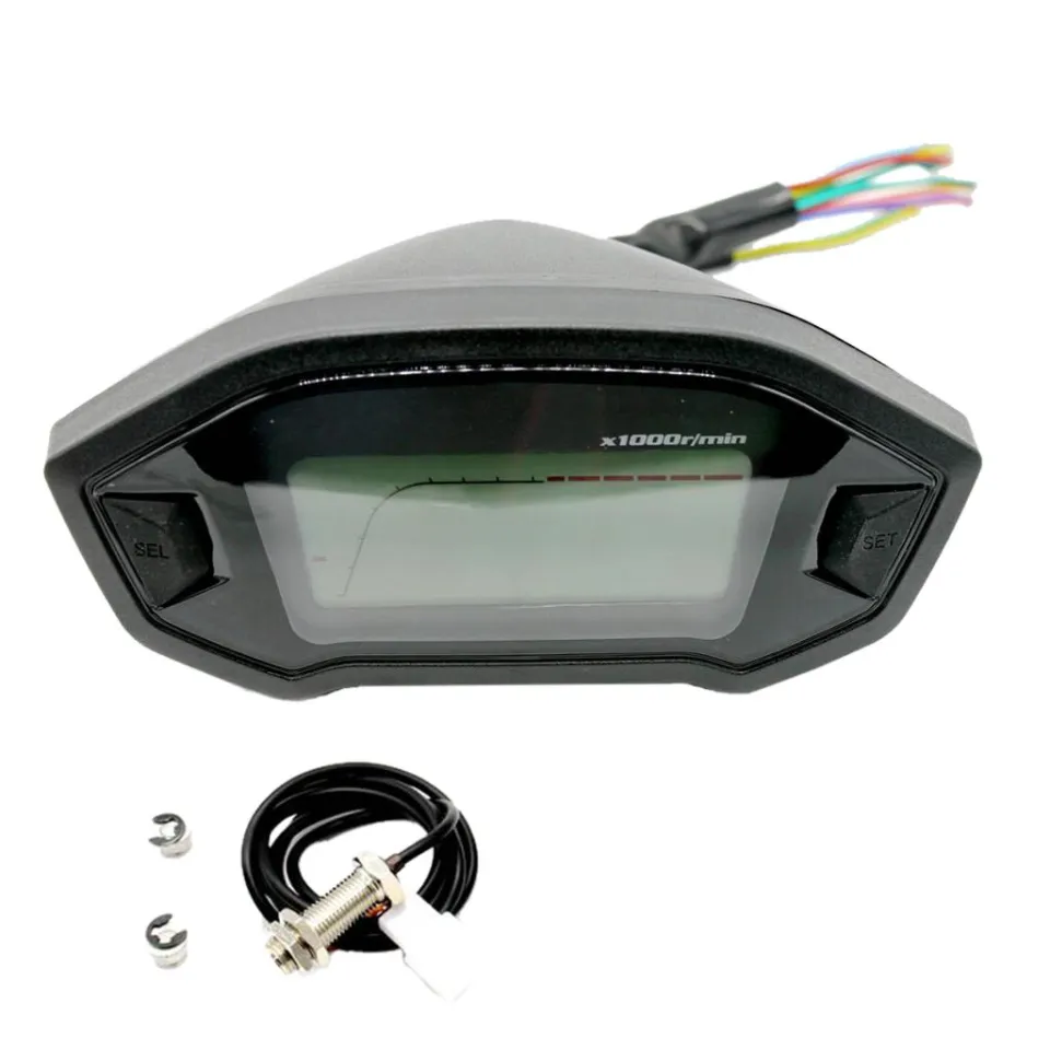 LCD Digital Motorcycle Speedometer Tachometer Odometer RPM Km/h With  Bracket
