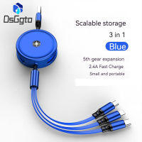 3 In 1 Fast Charging Cable Multi Port 3a Fast Charge Data Cable Retractable Compatible For Huawei Android