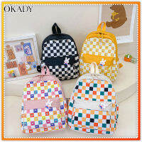 T&amp;KE  OKADY ผิวขาวกระเป๋านักเรียนอนุบาลรุ่นใหม่สไตล์เกาหลีสำหรับเด็กชายและเด็กหญิงกระเป๋าเป้ลายสก๊อตแบบแฟชั่นกระเป๋าเป้สะพายหลังขนาดเล็ก