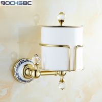 ◎☒ BOCHSBC Toilet Paper Holder with Shelf Gold Toilet Paper Rack Bathroom Roll Tissue Paper Holder European Antique Paper Basket
