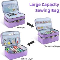 Sewing Supplies Organizer Bag, Double-Layer Sewing Box Organizer Accessories Storage Bag