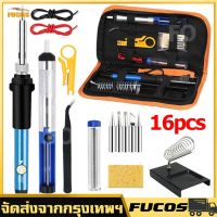 Fucos 15 ชิ้น 60W ปรับอุณหภูมิได้ จอแอลซีดีหัวแร้งไฟฟ้า ปั๊มเครื่องมือเชื่อม หัวแร้งบัดกรี electric soldering iron