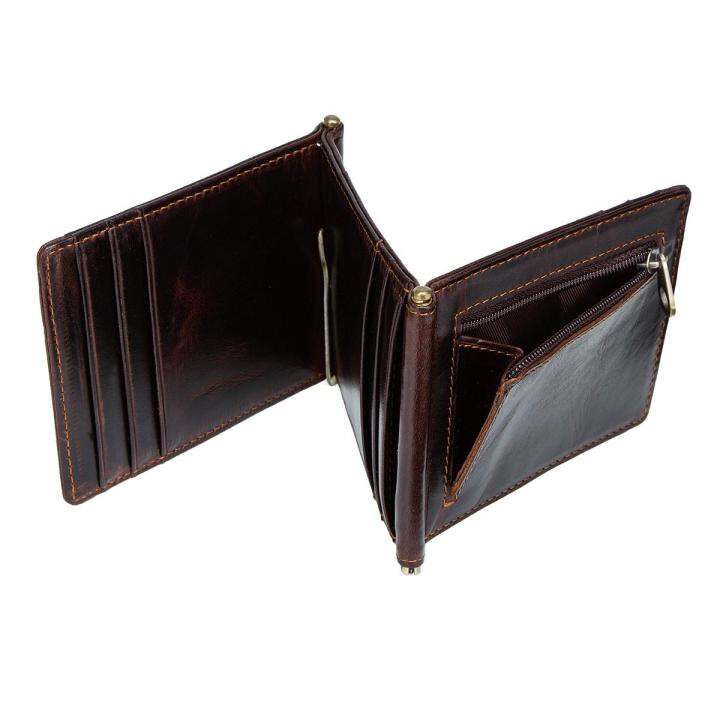 top-contacts-crazy-horse-cowhide-leather-rfid-money-clip-slim-card-wallet-trifold-male-cash-clamp-man-cash-holder-zip-coin-pocket