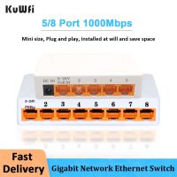 Kuwfi สวิตช์กิกะบิตสวิตช์อีเธอร์เน็ต5/8พอร์ต1000Mbps สวิตช์เร็วสลับเครือข่าย Hub Ethernet RJ45สลับเครือข่ายบนเดสก์ท็อป LAN