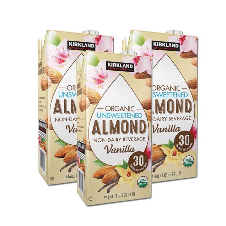 Kirkland Signature Organic Almond Milk Unsweetened Vanilla 3pack (946ml