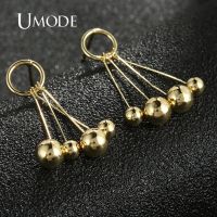 【When the flowers bloom】 UMODE Hand Made Geometric Ball Ears Nail Ear Drop With Long Tassels For Women Earring Fashion Christmas Girl Gift Jewelry UE0764