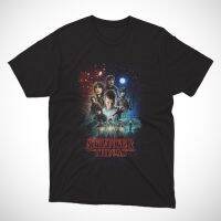 เสื้อยืดคอกลมเสื้อยืดคอกลมสีดำพิมพ์ลายจากซีรีย์ดัง Stranger ThingsS-4XL