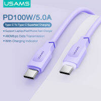 USAMS PD100W USB Type C ถึง USB C Super Fast Charging 6A USB-C สำหรับ Huawei Mate 40 P40 Samsung S20 65W Fast Charge สำหรับ Xiaomi Mi 10หมายเหตุ7 Redmi หมายเหตุ8 USB C Data Wire Cord