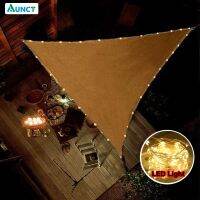 10‘x10x10ft Triangle Waterproof Shade Sail Awning Outdoor Romantic Warm 420D Oxford Sun Shade LED Light String gazebo Garden