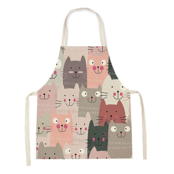 cartoon-cat-dog-print-sleeveless-apron-kitchen-cooking-parent-child-sleeveless-smock-tablier-cuisine-delantal-cocina-delantal