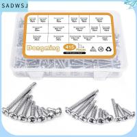 SADWSJ 415Pcs สีดำสีดำ สกรูเกลียวปล่อย #6 #8 #10 เหล็กไร้สนิม สกรูโลหะแผ่น แปรงมัดผม ชุดแยกสกรู โลหะพลาสติก