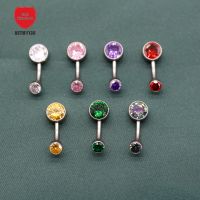 ASTM F136 Titanium 1 Piece New Product Cylindrical Navel Nail Trendy Fashion Bezel Setting Zircon Navel Ring Piercing Jewelry