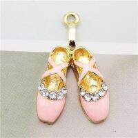 hot【DT】 Julie Wang 3PCS Enamel Shoes Charms With Rhinestone Zinc Alloy Ballet Pendant Jewelry Making Accessory