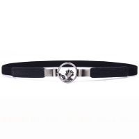 【CW】◄  Alloy Buckle Thin Elastic Waistband Gold Cummerbund Leather Stretch Belts