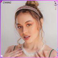 CHANG ที่คาดศีรษะติดพลอยเทียมแบบเครื่องประดับผม10สีที่คาดผมคริสตัลวิบวับที่รัดผมบางผู้หญิงหญิงสาวสวยงาม