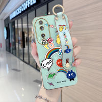 Diorcase For Honor 90 5G,90 Lite 5G (พร้อมสายรัดข้อมือ) ขอบสี่เหลี่ยมนิ่มลายการ์ตูนตลกสายรุ้งเคสชุบเคสโทรศัพท์หรูหราชุบเคสโทรศัพท์นิ่ม