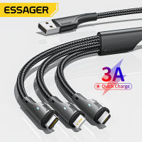 Essager สายชาร์จเร็ว 3 in 1 สำหรับ iPhone 14 13 Pro Max Huawei Samsung Micro USB Type C สายชาร์จโทรศัพท์มือถือ-ganekd