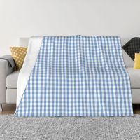 Ready Stock Classic Pale Blue Pastel Gingham Check Baby For Bed Thick Bedspread Fluffy Soft Blankets