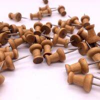 Wood Push Pins Decorative Thumb Tacks Used on Cork Boards or Maps  Pack of 60PCS Wood color Clips Pins Tacks