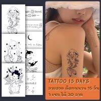 TATTOO 15 DAYS แทททู 15 วัน 1 ชุด มี 30 ลาย ตัด แบ่ง ติดตามใจชอบ ติดใหม่ๆจะยังไม่ขึ้นลาย ต้องให้เวลาผ่านไป 24-48 ชั่วโมง ลายถึงจะเข้มชัดเจ