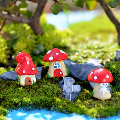 mazalan บ้านเห็ดดีเรซิ่น Figurine หัตถกรรมกระถางต้นไม้ Fairy Garden ตกแต่งสวนเครื่องประดับ