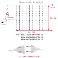 T 2/3/6เมตรน้ำตกฝนดาวตกฝนพวงมาลัย Led สายไฟคริสต์มาส Led ไฟประดับวันหยุดสำหรับม่านพวงมาลัยบ้าน