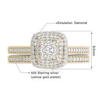 2pcs Engagement Rings for Women Original 925 Sterling Silver Ring Set 14k Gold Plated Bridal 2Ct Round Cut Lab Diamond Jewelry