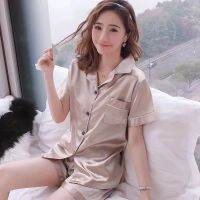 emulation silk pajamas female summer short-sleeved thin leisurewear two-piece ice suit