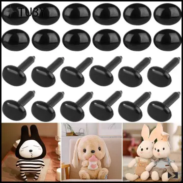 20 x Solid Black Plastic OVAL Safety Eyes 6mm for soft toys and teddies