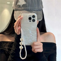 DJJ เคสโทรศัพท์ iPhone 14 13 12 11 Pro Max X XS XR 7 8 Plus หรูหราลายผิวนอกไข่มุกรูปหัวใจรักเคสนิ่มเลเซอร์กันกระแทก