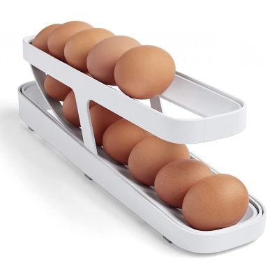 Egg Dispenser Double Layer Automatically Rolling Container Refrigerator Egg Organizers Holder Rack Kitchen Fridge Egg Tray