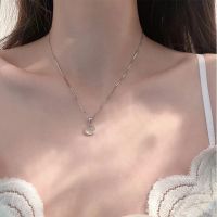 [COD] chalcedony round pendant necklace design niche female clavicle chain light luxury high-end