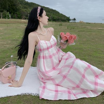 Bai Yuntian linen condole belt show thin backless dress female summer vacation loose in the long skirt