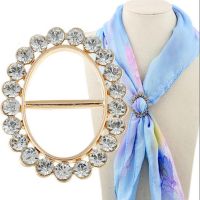 【hot】✐✚  Broches de cristal simples broches oval com prendedor anel xale lenços seda e fivela broche joias casamento