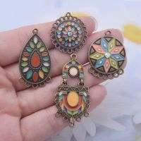 【YF】☢☫✷  10pcs Alloy Antique Enamelled Round Earrings Diy Tassel