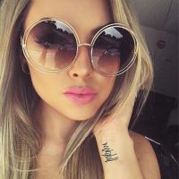 【LZ】◙  Vintage Round Big Size Oversized lens Mirror  Sunglasses Women Brand Designer Metal Frame Lady Sun Glasses  Lady Cool Retro