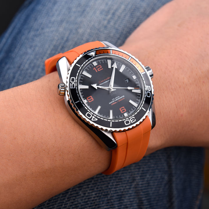 สายนาฬิกาข้อมือยางเกรดพรีเมียมสายรัดข้อมือสร้อยข้อมือสายนาฬิกาซิลิโคนปลายโค้งใหม่สำหรับ-omega-x-s-watch-moonswatch-20mm