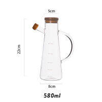 Transparent Glass Oil Bottle with Handle Scale Heat-resistant Lecythus Kitchen Tools Soy Vinegar Sauce Container