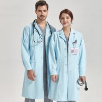 【YF】 Lab Coat for Men Anti Static Stretch Anti-Wrinkle Silhouettes Doctor Coats Mid-Thigh Robe 706