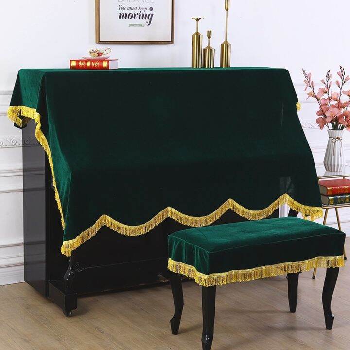 new-red-and-green-classical-velvet-piano-cover-simple-thickened-half-cover-fabric-piano-top-piano-bench-dust-cover