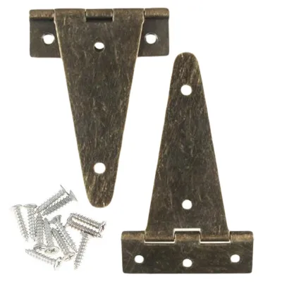 2pcs Heavy Duty Flat T Hinge Bronze For Barn Gates Vintage Jewelry Wooden Hanging Cabinet Box Hinges Kitchen Cabinet Hardware