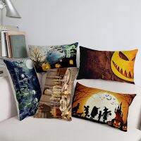 Happy Halloween Jack-O-Lantern Pumpkins Skeleton Pattern rectangle Pillow Case Home Festive Decoration Long Cushion Cover