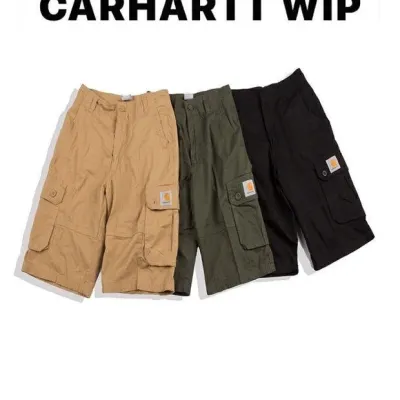 Carhartt Carhart กางเกงขาสั้นชุดบอดี้สูทลายย้อนยุคกางเกงลำลองคู่หลวมห้าจุดแนวโน้มฮิปฮอปยุโรปและสหรัฐอเมริกา