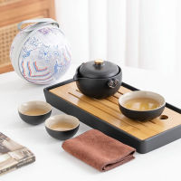 Ceramic portable travel tea set for personal use, outdoor quick cup, tea pot, tea cup camping equipment