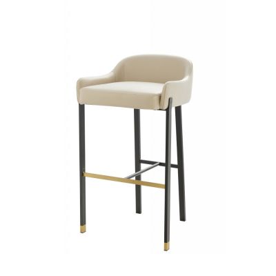 Modernform เก้าอี้บาร์สตูล BARSTOOL SOFT BLINK หุ้มPVC สีเทา ขาสแตนเลสสีดำ-ทอง