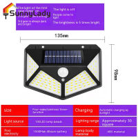 SunnyLady 100leds ไฟแสงอาทิตย์กลางแจ้ง1200Mah แบตเตอรี่ลิเธียม120องศาโคมไฟผนังส่องสว่างเซ็นเซอร์วัดรังสีอินฟาเรด