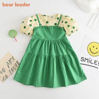 Bear Leader 2022ชุดฤดูร้อนเกาหลีรุ่นปลอม2ชิ้น Sweet Polka Dots กระโปรงเด็กผู้หญิงแขนสั้นกระโปรงเจ้าหญิง2-7ปี