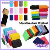 SYBOOKS 1/2pcs คุณภาพสูง ยามห่อยาม Unisex นุ่มสบาย สายรัดข้อมือผ้าฝ้าย กีฬา Sweatband วงเทนนิสมือ สายรัดข้อมือยิมเหงื่อ